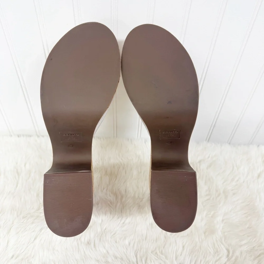 SCHUTZ‎ Dalle Clear Cork Platform Sandal Size 10.5 Chunky Heel Peep Toe Y2K